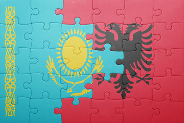 puzzle with the national flag of kazakhstan and albania