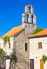 Fototapeta na wymiar Church of Holy Virgin Mary in center of old town Budva, Montenegro