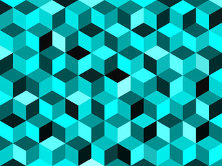 Obraz premium Cyan colored geometric hexagonal background