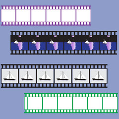 strip film on blue background