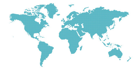 Fototapeta na wymiar wmb2 WorldMapBanner wmb - abstract illustration - worldmap with dots - turquoise - 2to1 g4344