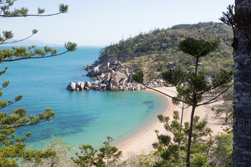 Secluded beach on tropical island from high view point