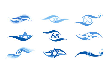Israel independence day and abstract flag icons