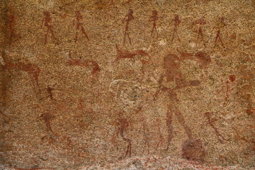 Cave painting in the Philips Cave at Ameib Farm in Erongo Mountains, Namibia Africa