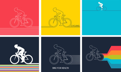 Cyclists on bikes. set isolated d vector illustration.  © jennylipmic