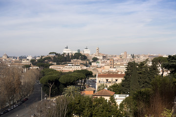 Fototapeta na wymiar Beautiful panoramic view from the top of the Italian capital.
