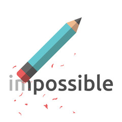 Pencil erasing word impossible © inimalGraphic