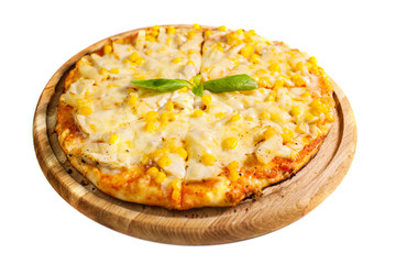 Hawaiian pizza with corn