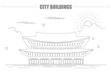 City buildings graphic template. South Korea. Shining Happiness