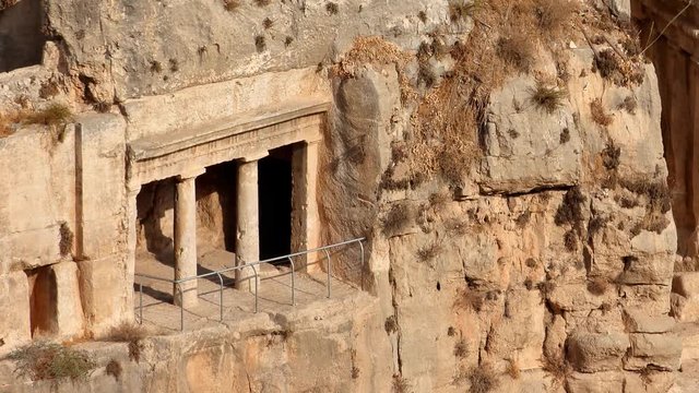 View of the tombs of Absalom, Zechariah and Benei Hezir in the Kidron valley, Jerusalem, Israel