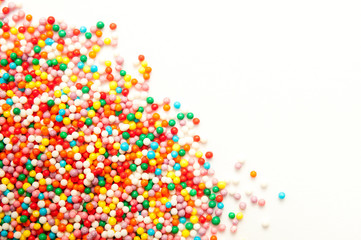 Sugar sprinkle dots, decoration for cake and bekery, a lot of sprinkles as a background