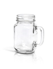 Clear glass bottle isolated on white background