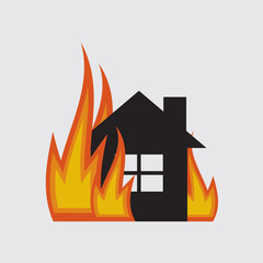 House On Fire Vector Illustration.