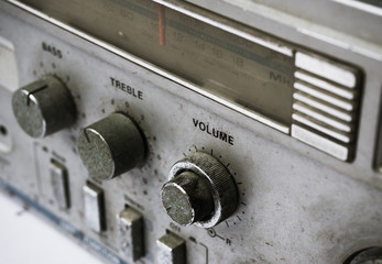 Close up volumn of old radio