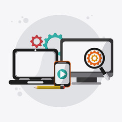 SEO icons, technology related, vector illustration