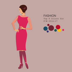 Fashionable woman in stylish clothes in 2016 season's top colors