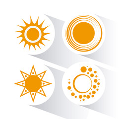 Icon of yellow sun, vector illustration
