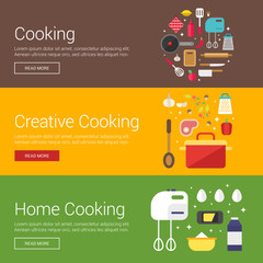 Cooking. Creative Cooking. Home Cooking. Flat Design Vector Illustration Concepts for Web Banners and Promotional Materials
