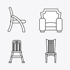 set of black and white Chairs, vector illustration