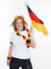 Girly soccer fan celebrate the victory 