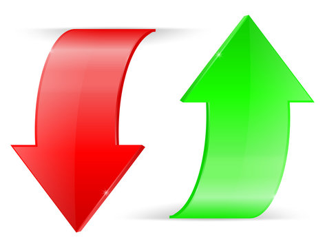 Arrows UP and DOWN. Green and red icons