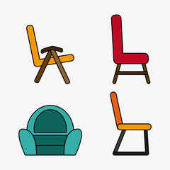 Set of colored chairs, vector illustration