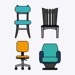 Set of colored chairs, vector illustration