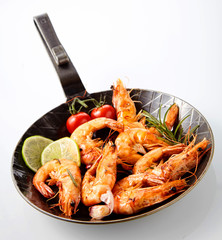 Delicious grilled queen prawns with rosemary