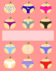 Pink postcard with peaches in panties
