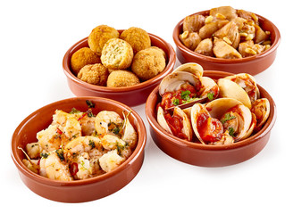 Assorted traditional Spanish tapas snacks