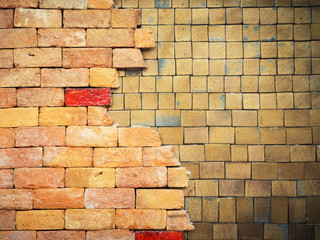 Brown brick wall patterns with black vignette for background
