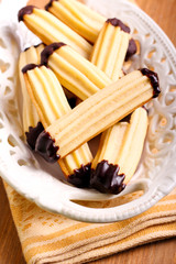 Finger biscuits coated in chocolate glaze