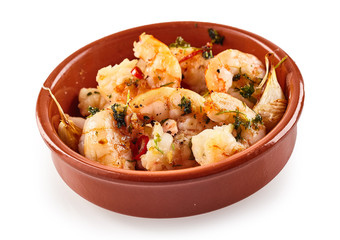 Spicy shrimp or prawn tails for Spanish tapas