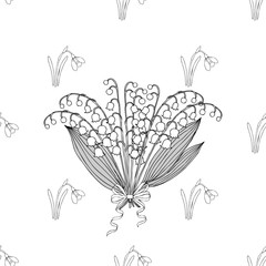 Seamless pattern with lilies of the valley