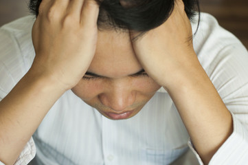 Fototapeta premium Close up businessman stressed with his job