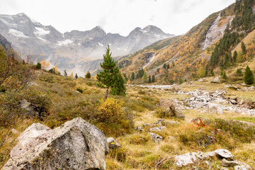 Fototapeta na wymiar Hochgebirgstal in den herbstlichen tiroler Alpen
