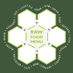 Abstract hexagons for your text and raw food menu headline