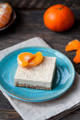 Raw vegan cheese cake with oranges