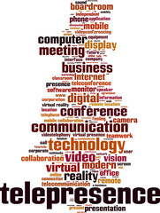 Telepresence word cloud concept. Vector illustration