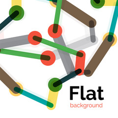 Colorful connected lines on white - abstract background