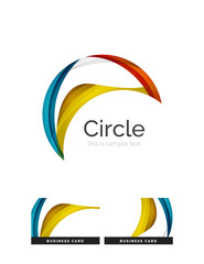 Circle logo. Transparent overlapping swirl shapes. Modern clean business icon