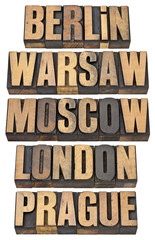 Berlin, Warsaw, Moscow, London and Prague