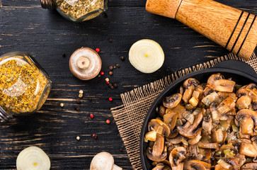 Fried mushrooms champignon