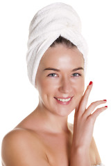 Beautiful Happy Spa Girl Isolated on a White Background