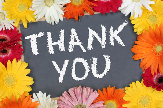 Thank you card garden with colorful flowers flower board