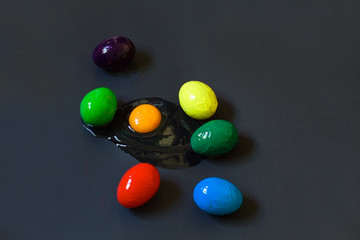 Easter eggs on a black background