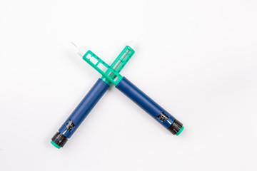 Insulin pen for diabetics on white background