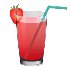 Strawberry Cocktail, vector illustration isolated on white background