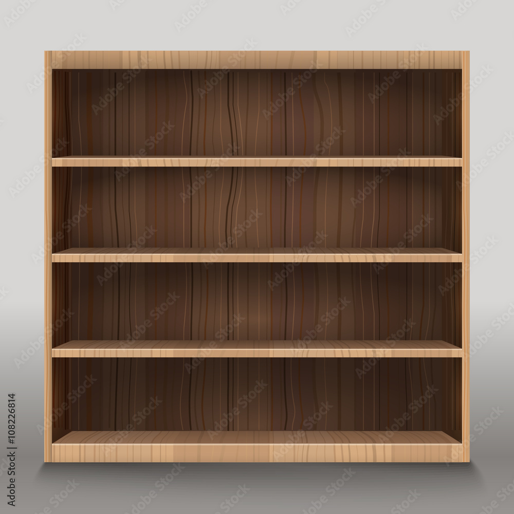 Poster empty shelves vector illustration. template for a content