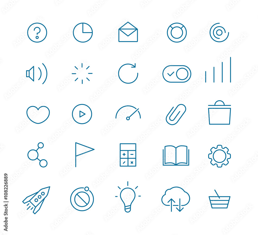 Aufkleber modern web and mobile application pictograms collection. lineart